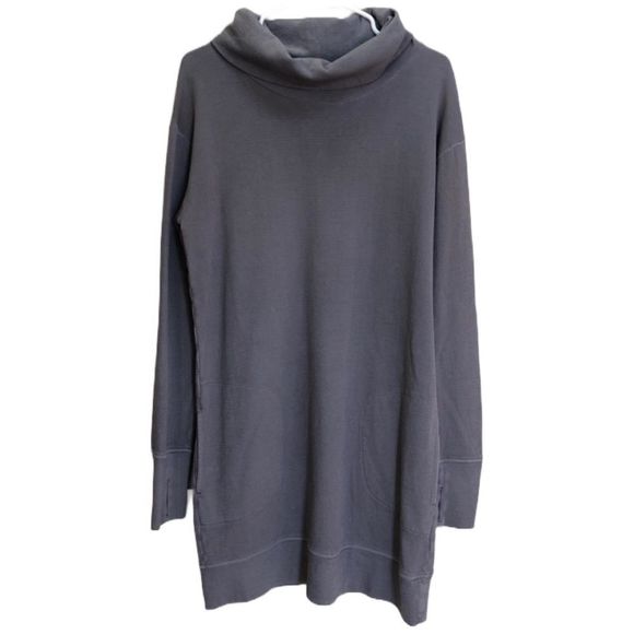 ATHLETA DRESS SMALL ECO WASH TURTLENECK SWEATSHIRT TUNIC PEBBLE GRAY SIZE MEDIUM - Picture 1 of 9